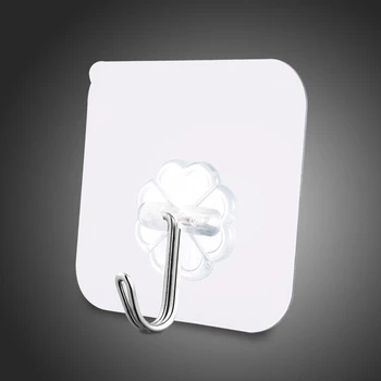 

10Pcs Transparent Strong Self Adhesive Door Wall Hangers Hooks Waterproof Stainless Steel Hook Kitchen Bathroom Accessories