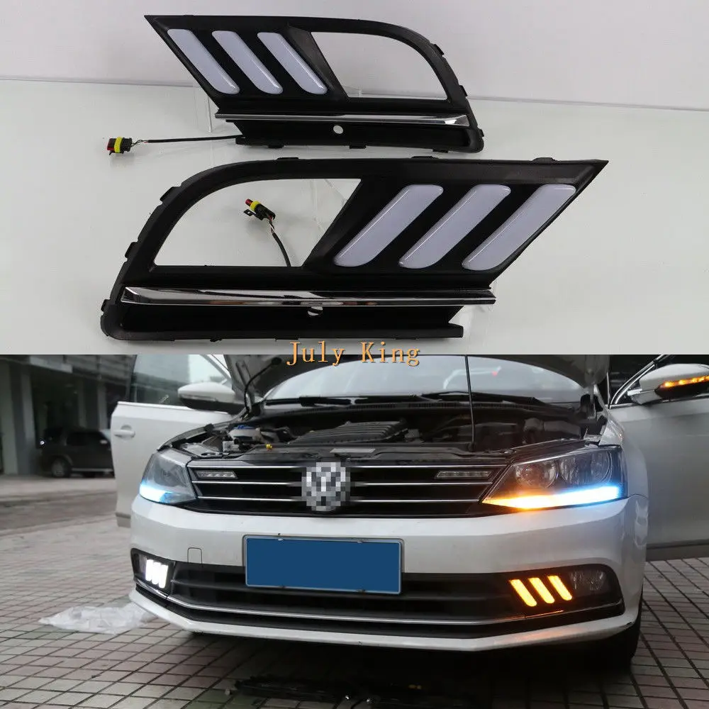 LED Daytime Running Lights DRL Yellow Turn Signal for VW Jetta MK7
