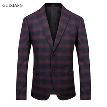 Wool single breasted slim men’s plaid blazer