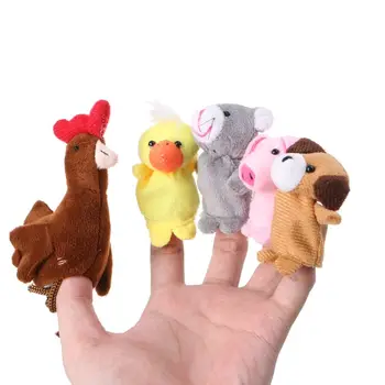 

5Pcs Cartoon Animal Dolls Finger Puppets Set Mini Plush Baby Boys Girls Story Telling Hand Cloth Doll Educational Toys