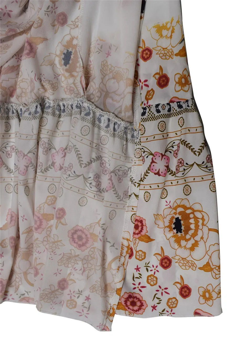 Gladiolus Bohemian Women Summer Dress Short Sleeve V Neck Floral Print Belt Tunic Split Sexy Beach Dresses Women 2019 Maxi Dress (24)