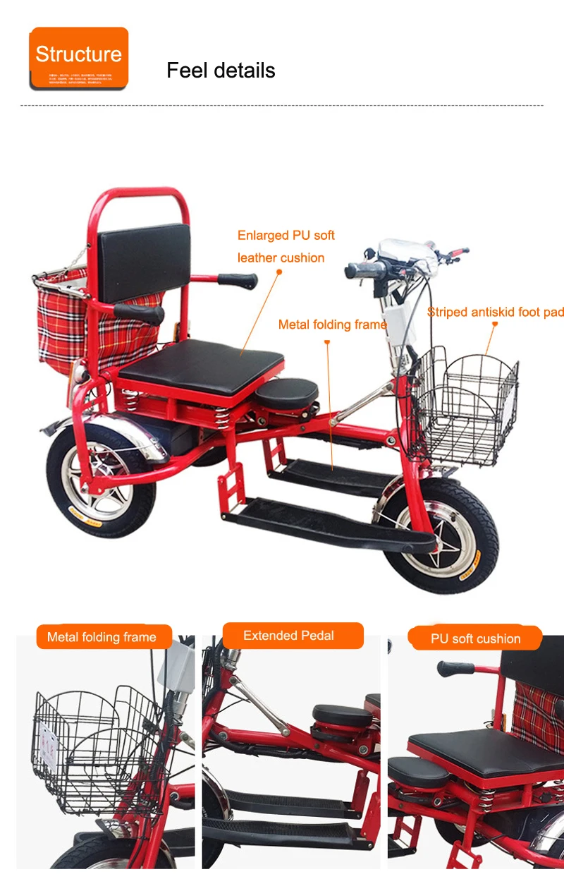 Discount Electric Trike Scooter Foldable Lithium Protable  Mobility Three Wheel Citycoco Motorcycle for Elderly Disabled Tricycle Scooter 23