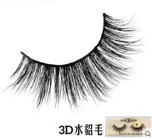 2016 New 1 pair100% handmade real mink fur long false eyelash 3D strip mink lashes thick fake faux eyelashes Makeup beauty tool