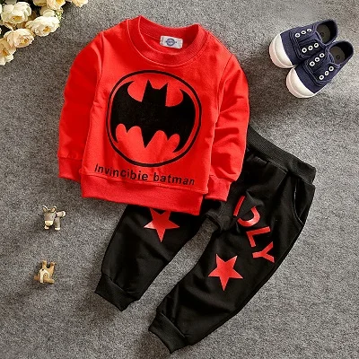 Комплект одежды из флиса для маленьких мальчиков; roupa; Спортивный костюм; одежда для малышей с Бэтменом и Микки; комплект спортивной одежды для детей - Цвет: Red