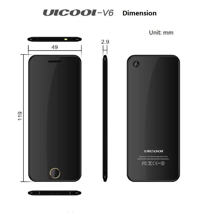 ULCOOL V66 V66PLUS роскошный Сверхтонкий мини телефон для карт с MP3 плеером Bluetooth 1 67 дюйма