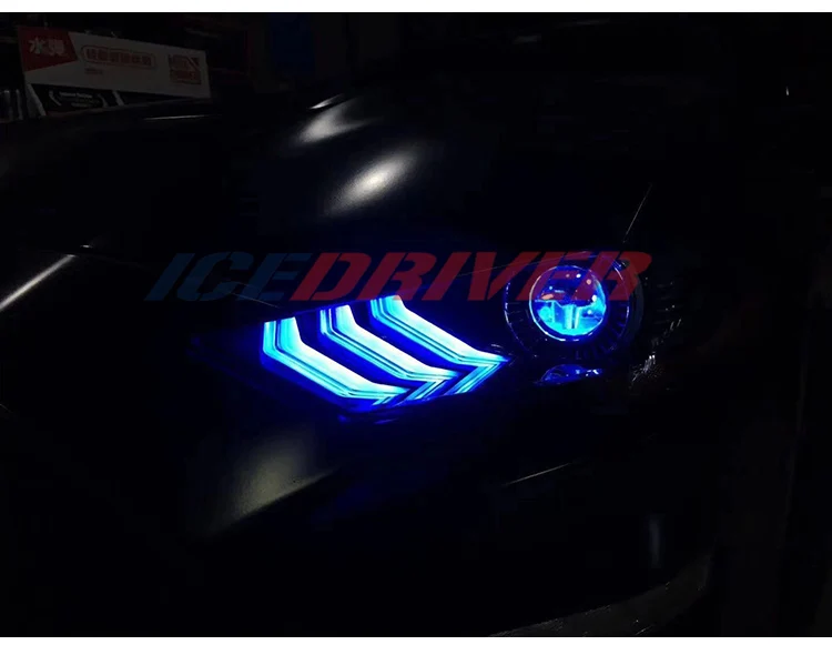 Icedriver для Ford Mustang DRL RGB многоцветный светодиодный доски- Противотуманные фары красные, синие демон освещение для глаз лампы