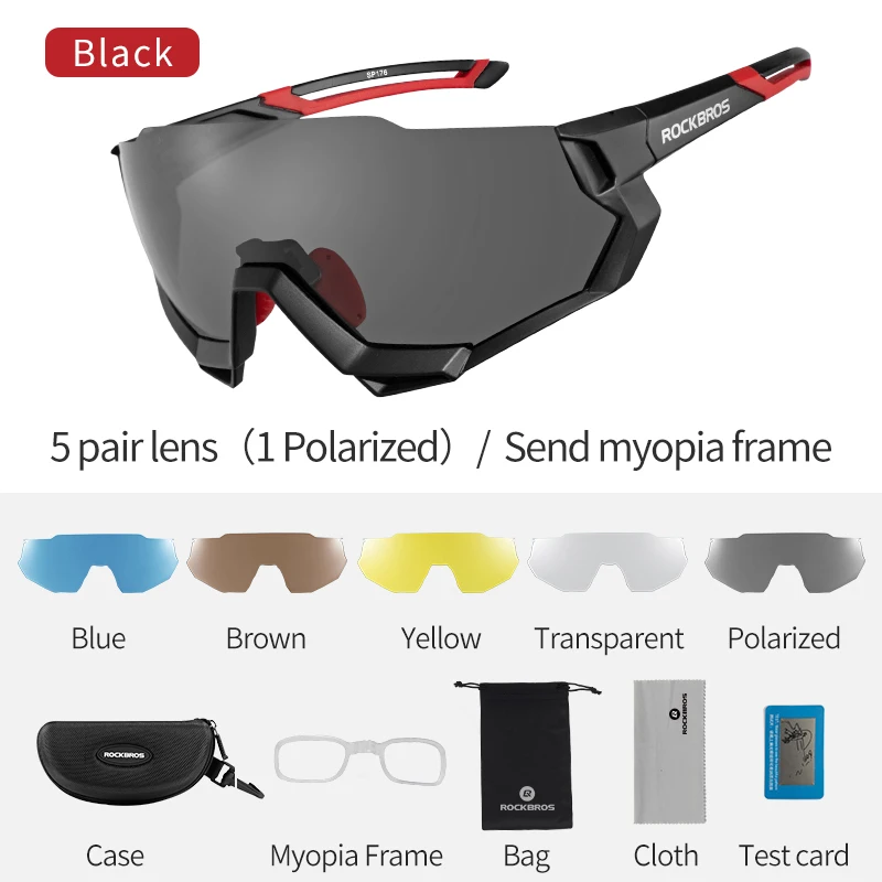 ROCKBROS Cycling Glasses Bicycle Polarized Photochromic Myopia Glasses Bike Eyewear Sport Men Women Fishing Cycling Sunglasses - Цвет: Half-frame Black