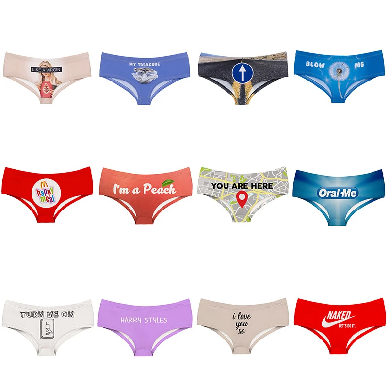 

I'M A PEACH Sexy World Hot Female Lingerie Thongs Briefs Print Underwear For Women Cute Panties For Lady
