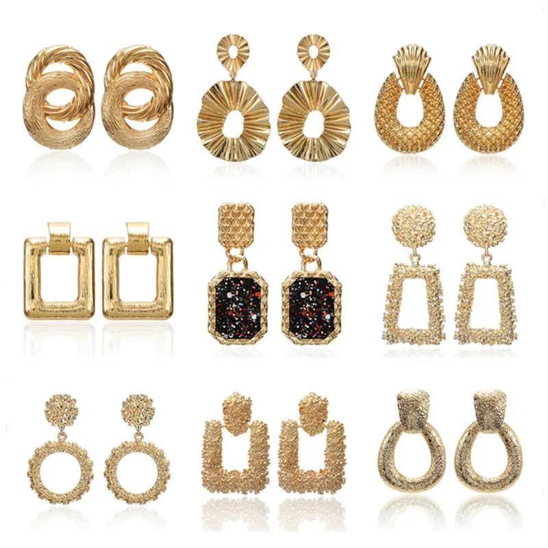 

Multi-style Fashion Exaggerated Metal Women's Earrings Golden Irregular Circle Earrings Metal Alloy Jewelry for Women Party Gift
