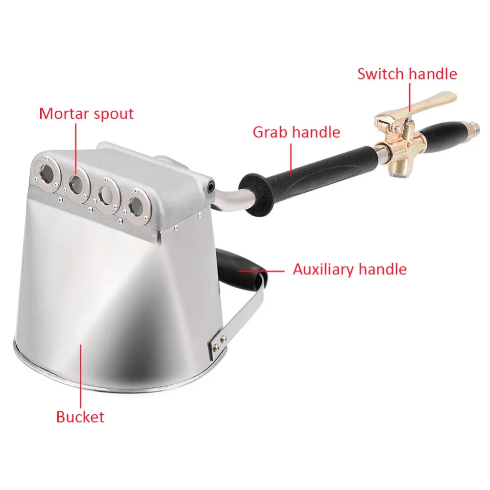 

New Style Durable 4 Jet Mortar Spray Stucco Sprayer Bucket Plaster Sprayer Cement Hopper Wall Paint #291386