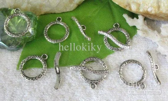 

450SETS Tibetan silver circle toggle clasps FC10545