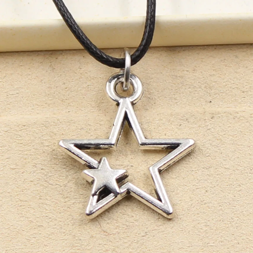 New Fashion Tibetan Hollow Double Star Pendant Necklace Choker Charm Black Leather Cord Factory Price Handmade Jewelry | Украшения и