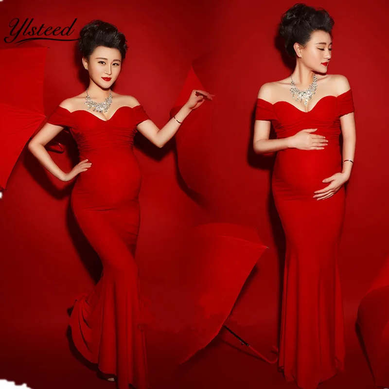 red maternity gown
