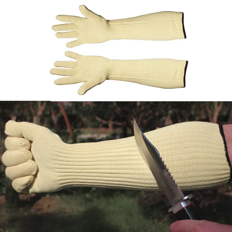 

1Pair Long Anti-cutting Work Gloves Aramid Yarn Gloves High Temperature Gloves Protective Gloves