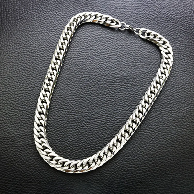 

Punk Hip-hop Six-sided Polish Stainless Steel Chains Necklace Thick Horsewhip Chain for Men and Women Jewelry
