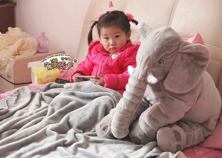 Детские 60 см цельные слоны с одеялом в животе плюшевые игрушки милые PP хлопок мягкие супер мягкие подушки для сна слоны