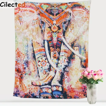

Cilected Elephant Tapestry Wall hanging Colored Printed Decorative Mandala Tapestry Indian 130x150cm 153x203cm Boho Wall Carpet