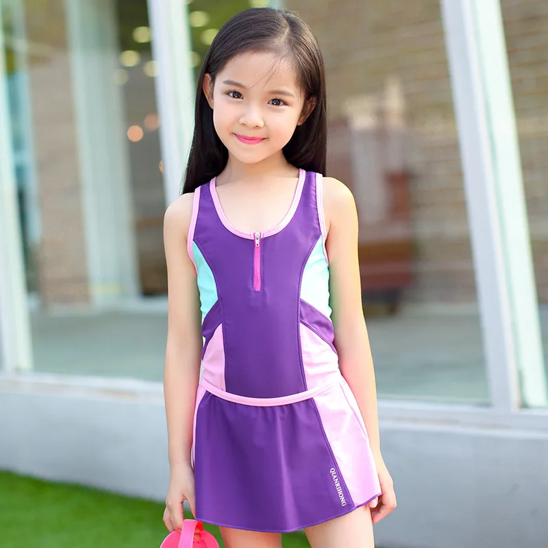 Спортивный детский купальный костюм для девочек купальные костюмы для детей купальный костюм для девочек детский цельный профессиональный купальник для девочек - Цвет: A