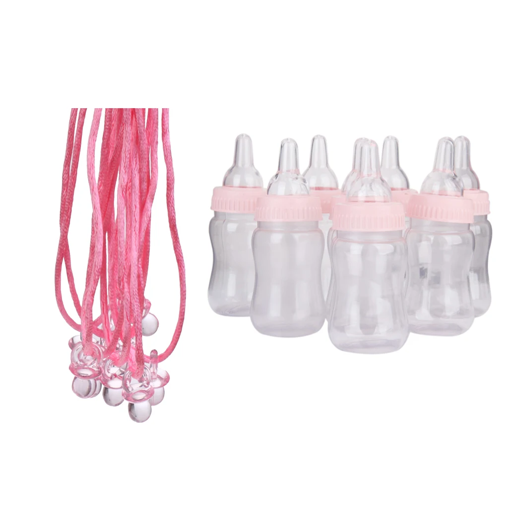 Lovely Mini Pacifier Pendants Necklace and Feeding Bottle Game Prize  Baby Shower Ornaments Party Gift Favors
