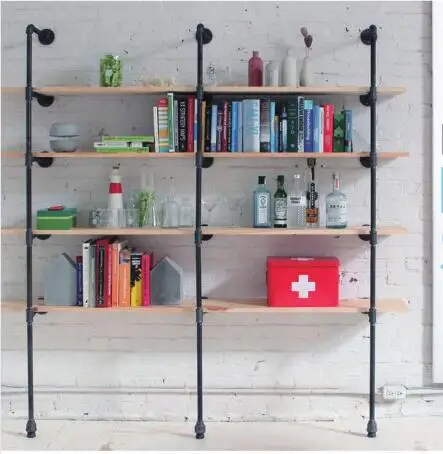 industrial pipe Bookcase Shelf Standing Book Shelves Storage Multi function 5 -Tier storage  Bookshelf Rack for Home Decoration 
