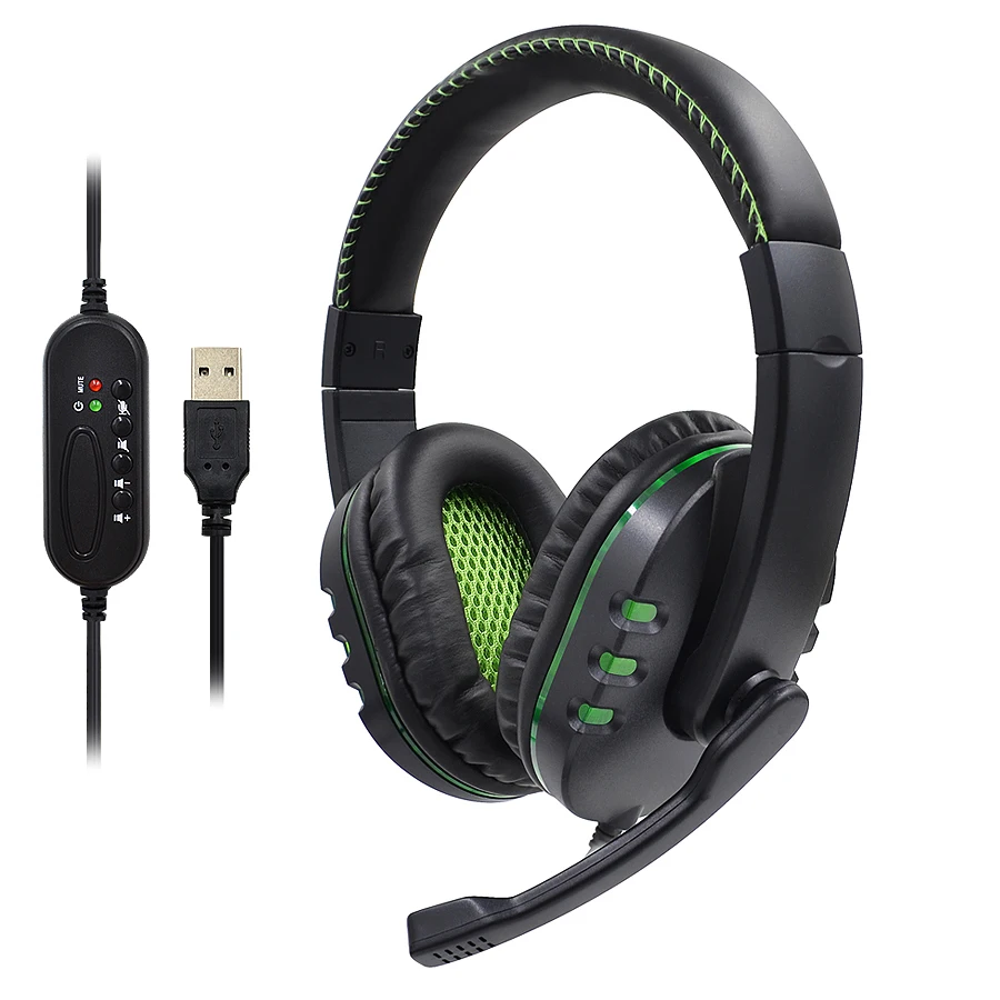 

2019 Gaming Headphone USB Wired Headsets with Microphone for Xbox One PS4 PC Nintendo Switch LED Light Soft Memory Earmuffs