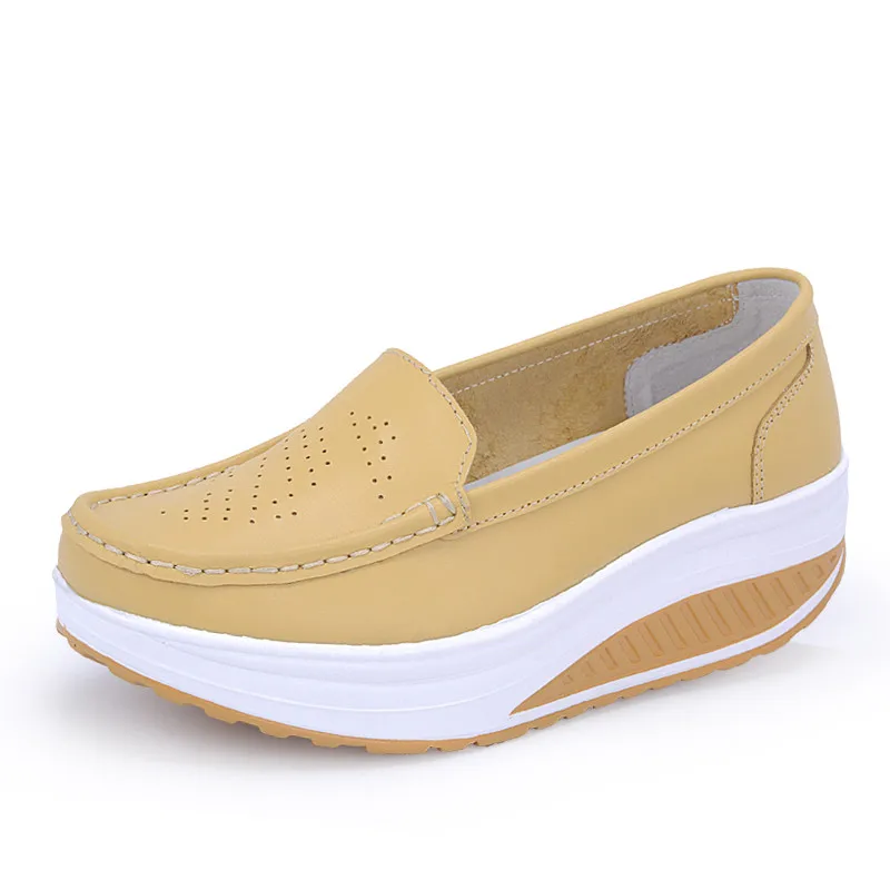 VTOTA/модная повседневная женская обувь; женские кроссовки на танкетке; мягкая обувь на платформе; мокасины; Брендовые женские лоферы; дышащая обувь; X728 - Цвет: Золотой