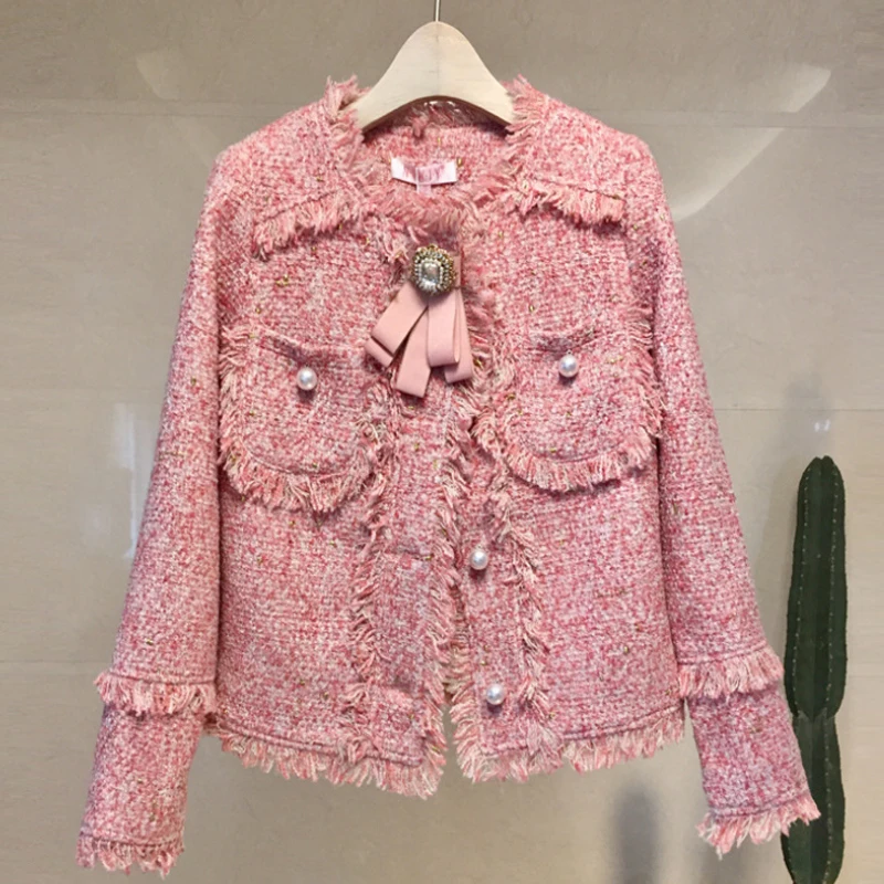2019 New Autumn Winter Fashion Women tweed Wool jackets