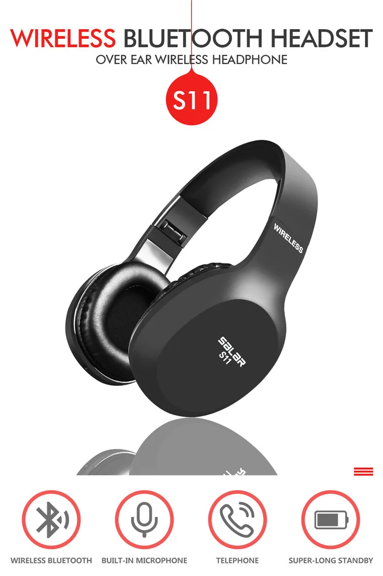 Salar S11 Беспроводная гарнитура Складные Bluetooth наушники Игровые наушники с микрофоном для телефона Xiaomi Huawei