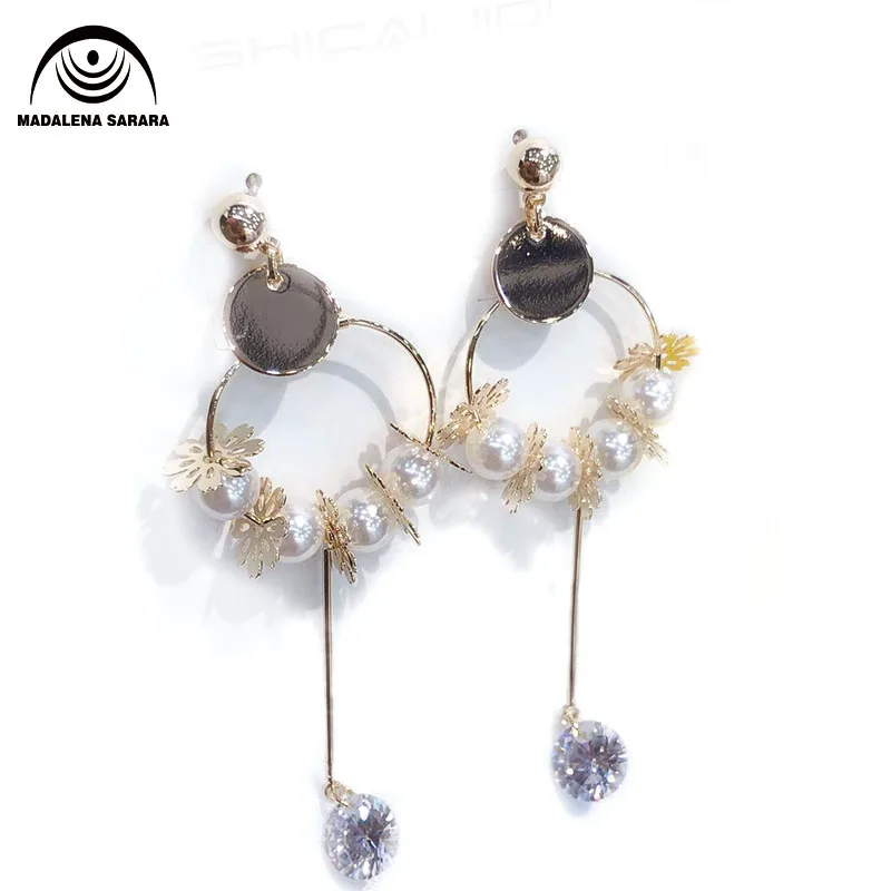 

MADALENA SARARA AAA Cubic Zircon Inlaid Pave Setting 925 Needle Earrings Three Style Options
