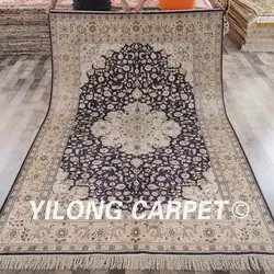 Yilong 6'x9 Oriental изобразительных Персидского ковра Изысканный Роскошный Синий Шелковый персидский ковер для продажи (YHW628B6x9)