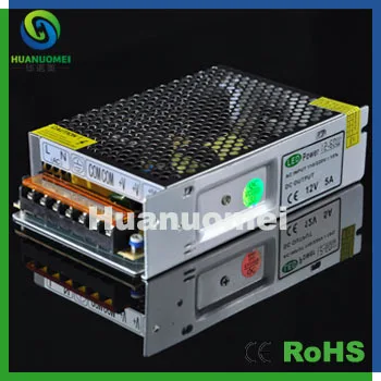 

Free shipping 2pcs 60W DC12V 5A led driver switching power supply for led lighting