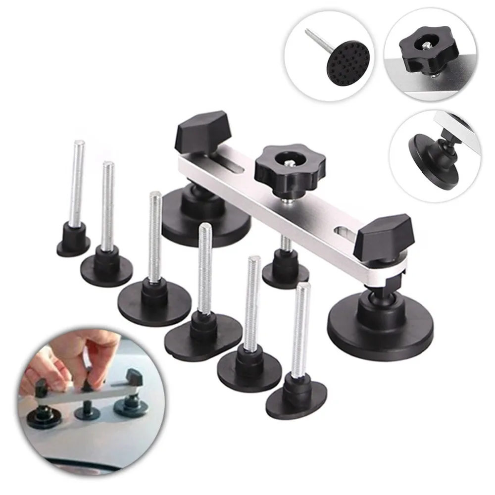 WHDZ PDR Dent Removal Repair Tool - Bridge Puller Sets Paintless Removal Repair with 7 PCS Different Shape Mats Threaded Rod (1)