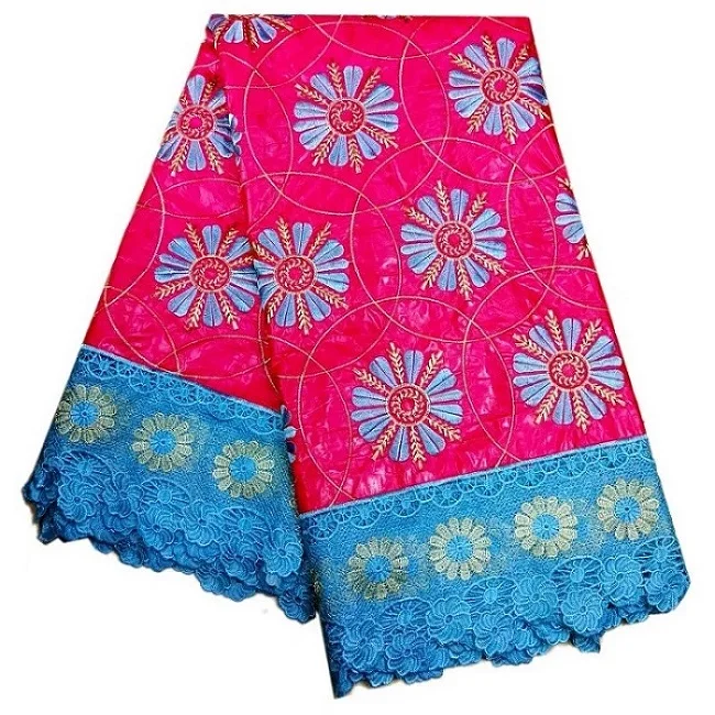 5 ярдов розовая ткань Африканский хлопок вышитая Австрия базин богатый getzner