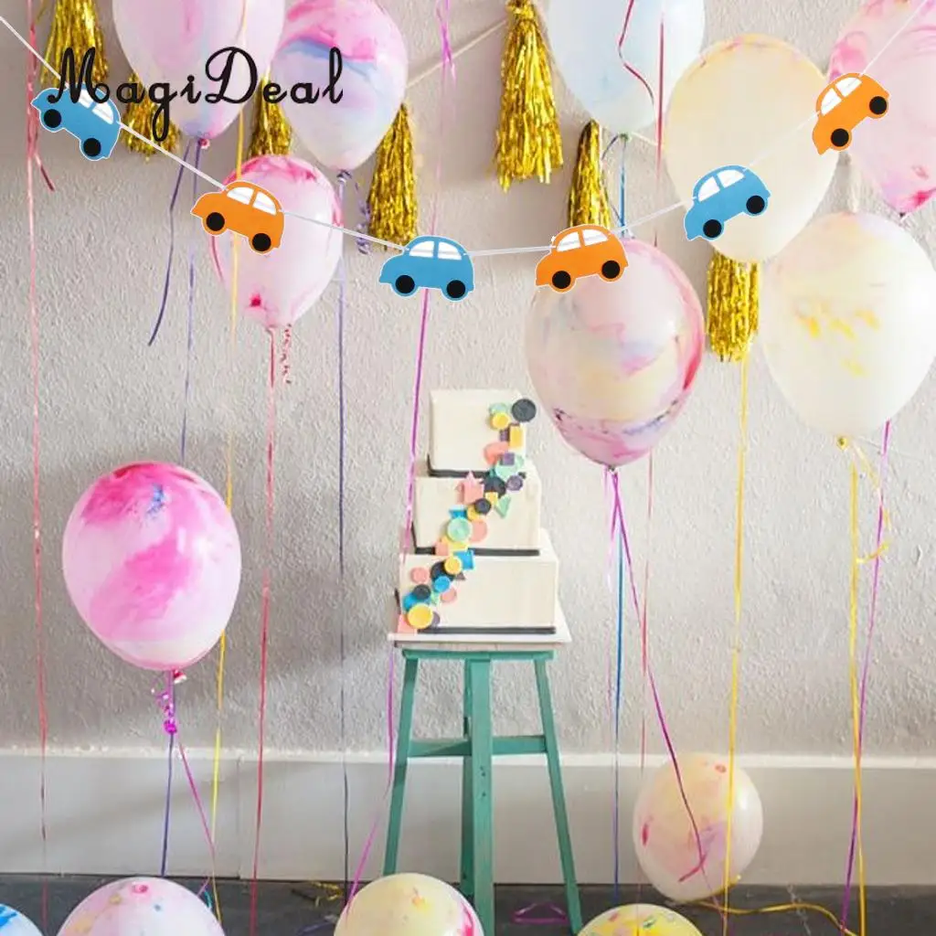 Lovely Automobile Design Bunting Banner Garland Kids Birthday Party Baby Shower Hanging Decorations Photo Prop