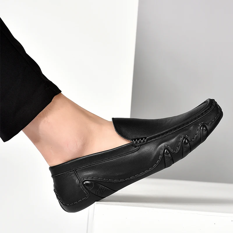 

Summer Shoes Men outdoor Loafers Genuine Leather Moccasins fashion Men Shoes Flats For Man slip on Footwear Chaussures shoes L5