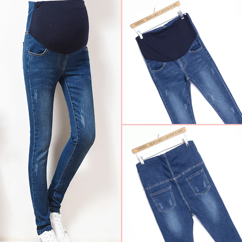 

Elastic Waist Maternity Jeans Pants for Pregnancy Clothes Autumn / Spring/Summer Women Hole demin girl trousers Plus Size
