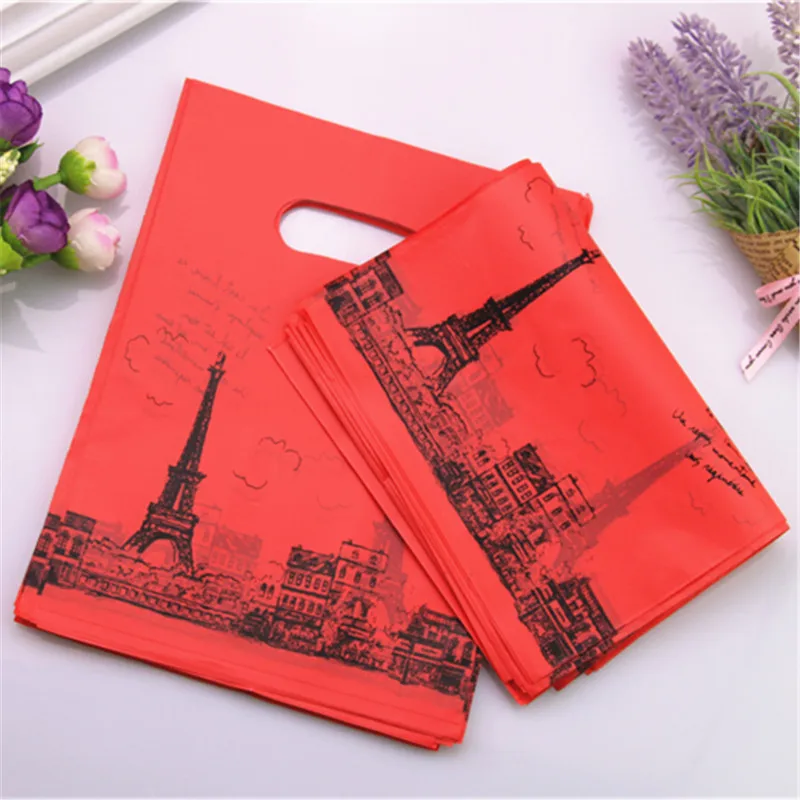 New Style Wholesale 100pcs/lot 15*20cm Red And Black Dot Birthday Present Gift Packaging Plastic Bags