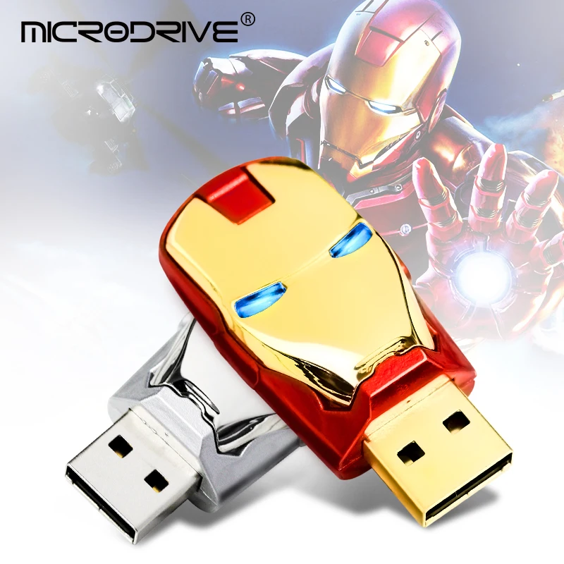 

Real capacity 4GB 8GB 16GB 32GB pendrive IronMan 64GB 128GB USB flash drive led light pen drive external storage high speed