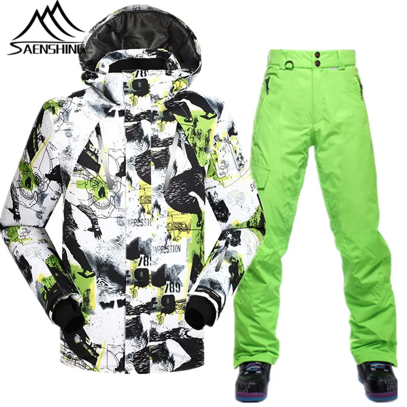 Saenshing Winter Ski Suit Men Waterproof 10000 Breathable Snowboarding
