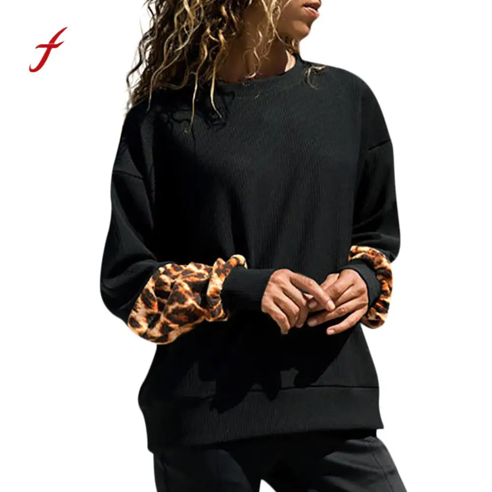 

t shirt women Leopard Print Long Sleeve Pullover Shirts Sweatshirt 2018 Newest women clothing roupas Femininas plus size