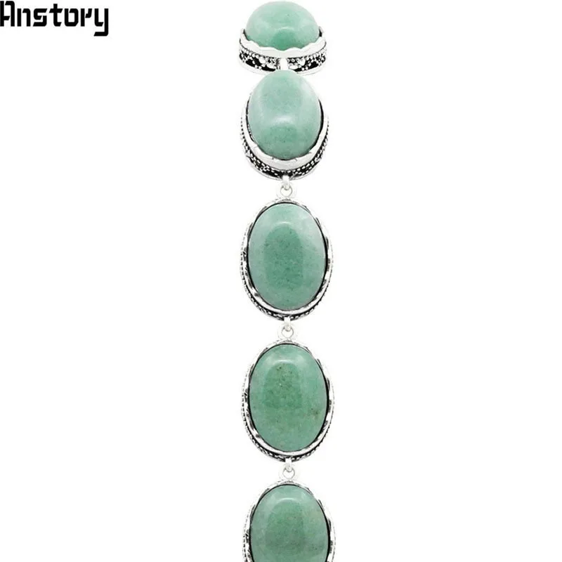 Natural Stone Bracelet For Women Vintage Flower Strand Bead Bracelet Antique Silver Plated Fashion Jewelry Natural Stone Bracelet For Women Vintage Flower Strand Bead Bracelet Antique Silver Plated Fashion Jewelry