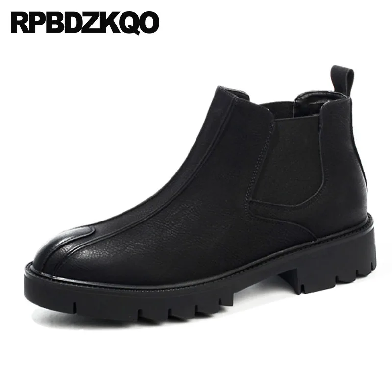 Chunky Chelsea Platform Black Fall Shoes Winter Men Boots With Fur 2018 ...