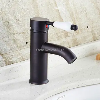 

Bathroom Faucet Sink Mixer Deck Mounted Ceramic Handle Black Bronze Basin Sink Mixer Taps Cold And Hot Water Mixer Crane ZR281