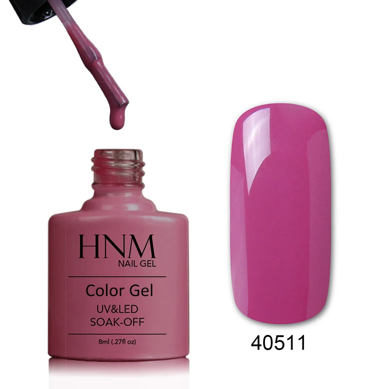 HNM цветной флакон УФ-гель для ногтей 8 мл Чистый Цвет Гель-лак для ногтей длительного действия Гель-лак замочить от УФ Led Nail Art Laquer - Цвет: 40511