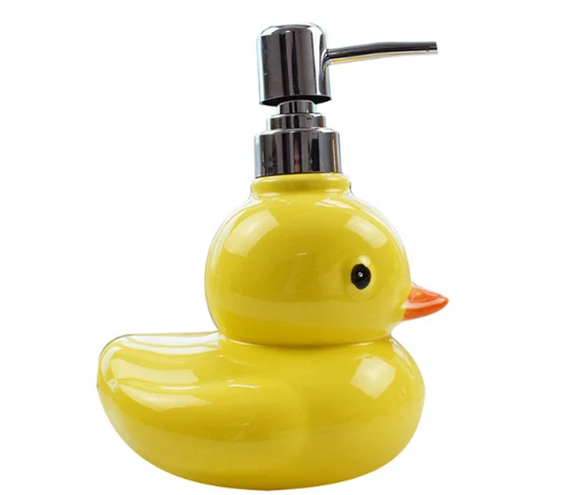 Cute Yellow Duck Ceramics Bathroom Accessories Soap Dispenser/Dish Bathroom Products Creative