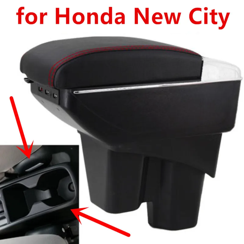 

for Honda New City box USB Charging heighten Double layer central Store content cup holder ashtray accessories