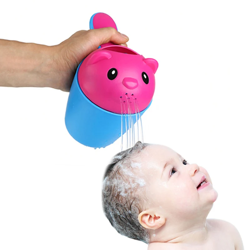 

2 colors summer bear kids baby shampoo shield shower cup cap visor hat baby bath toys tub bath products care for children