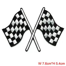 Checkered flag chequered auto car racing rockabilly applique iron on patch