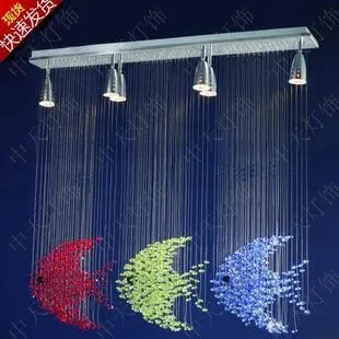 Mid modeling crystal lamp chandelier fish restaurant tricolor light bar modern |