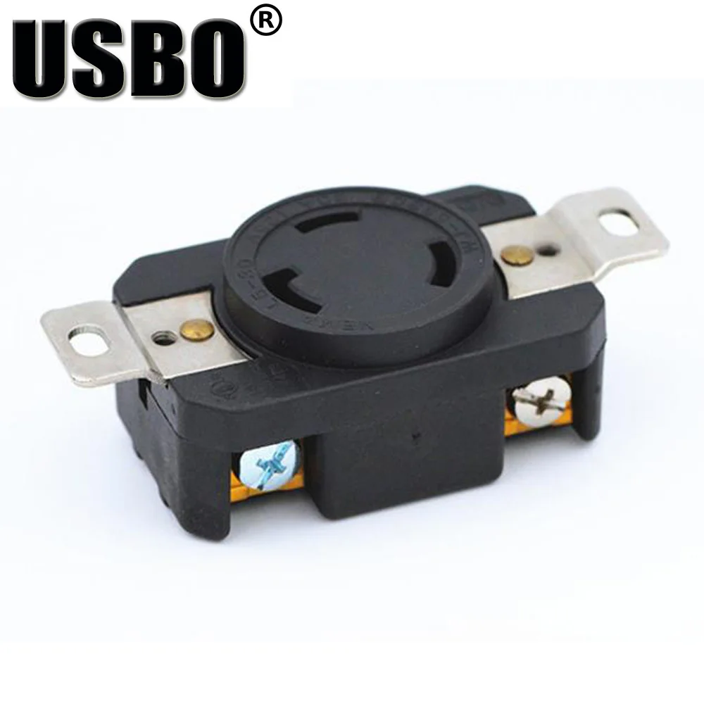 

Black American NEMA L6-20R L6-30R Generator control panel Anti-off outlet US 3 hole industry power socket inline wire connector